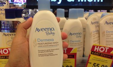 Bottle of Aveeno baby products