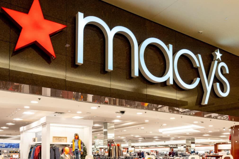 Close up of Macy's store sign in a mall