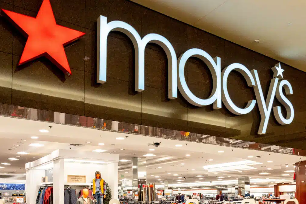 Close up of Macy's store sign in a mall