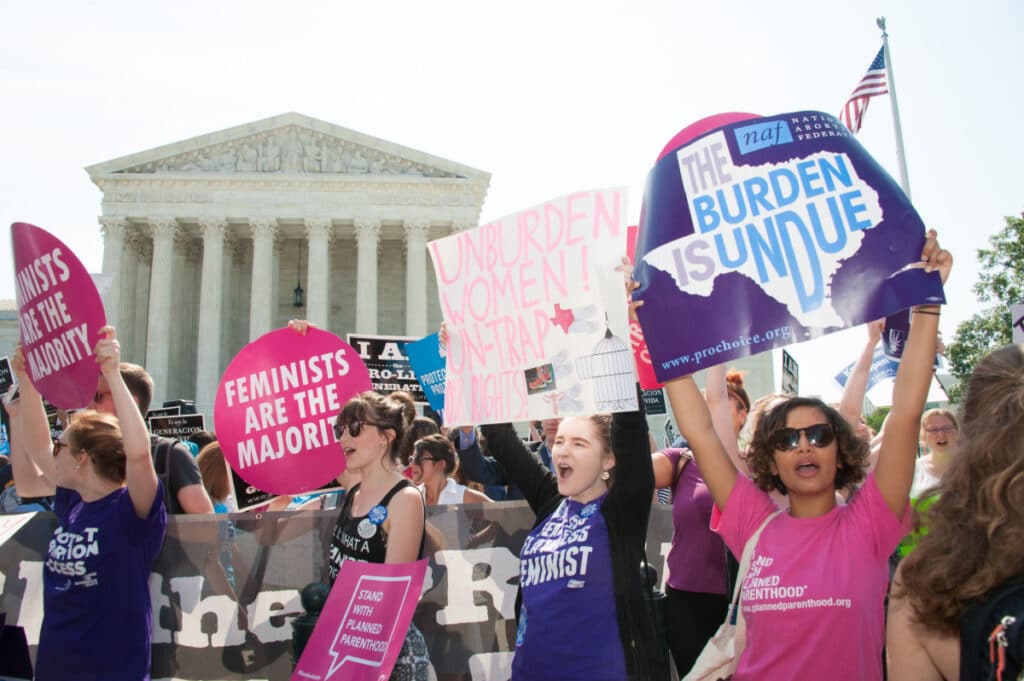 Women protesting Texas's abortion laws