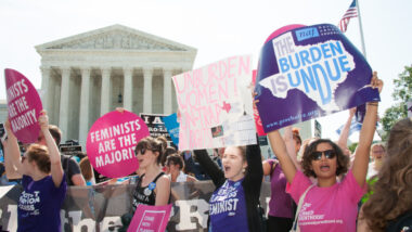 Women protesting Texas's abortion laws