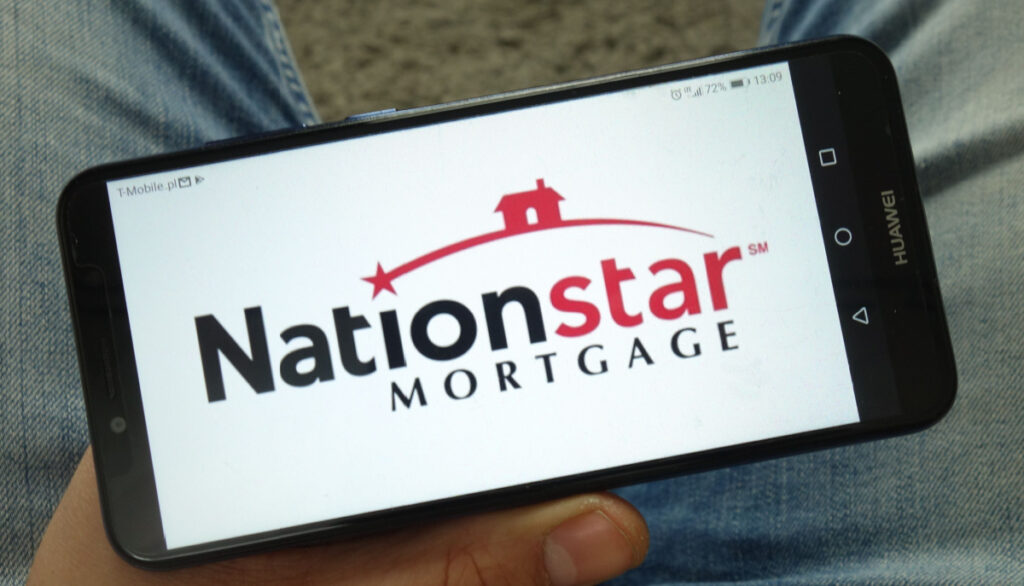 Nationstar Mortgage logo on cellphone, representing the Nationstar ACH class action lawsuit settlement.