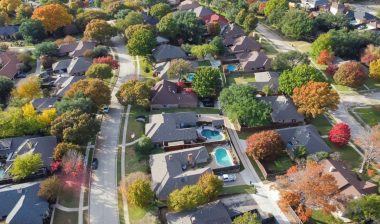 Arial shot of a neighborhood representing the Kilgore ISD property tax settlement.