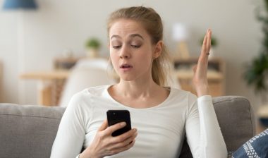 Woman upset about incoming texts