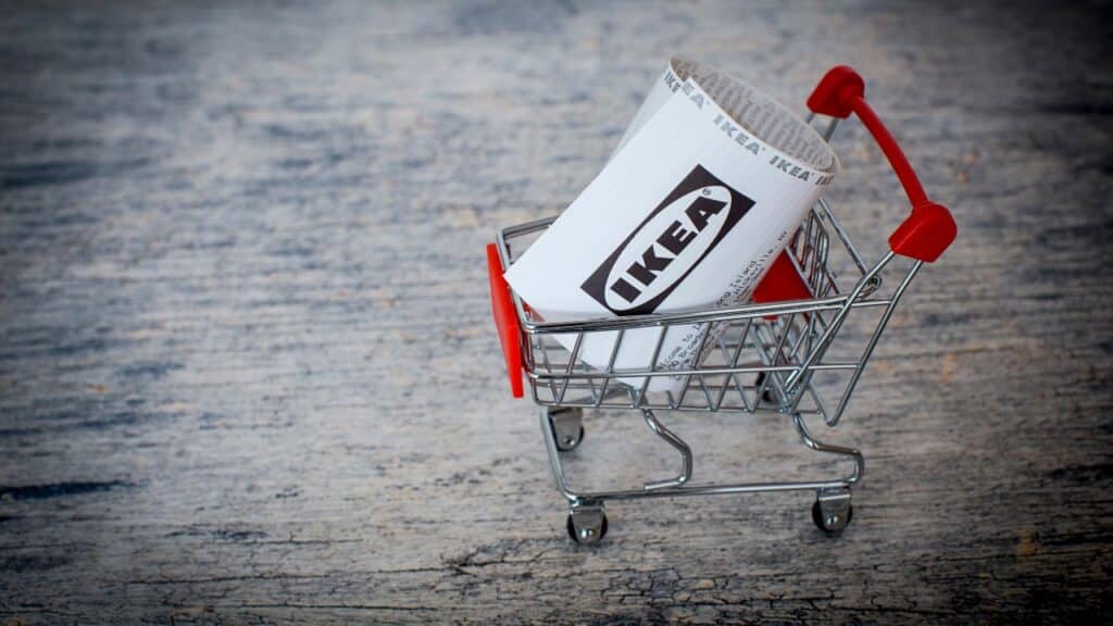 IKEA receipt in a little cart, representing the IKEA receipt privacy class action lawsuit settlement.