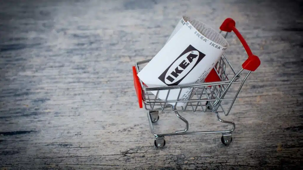 IKEA receipt in a little cart, representing the IKEA receipt privacy class action lawsuit settlement.