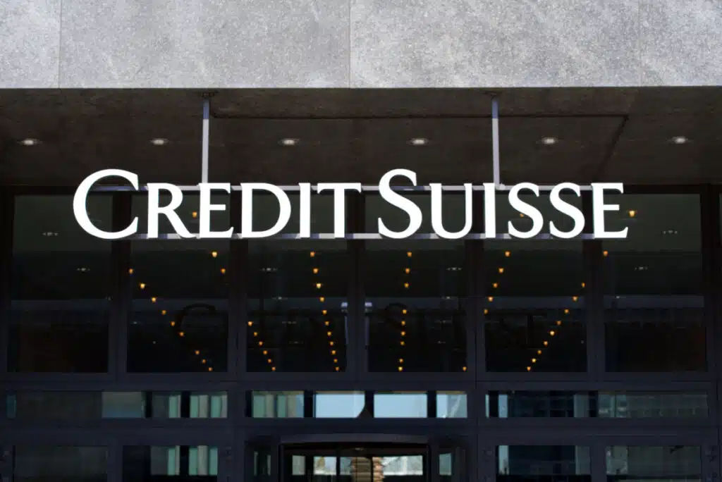 Credit Suisse sign outside building