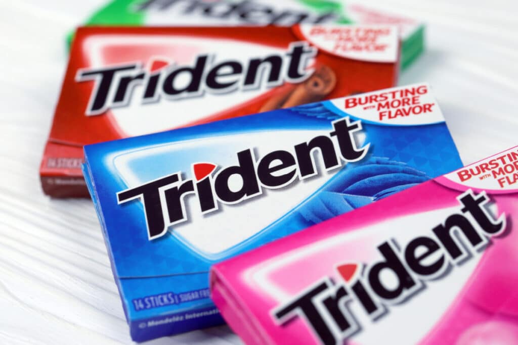 4 packs of Trident gum in various colors