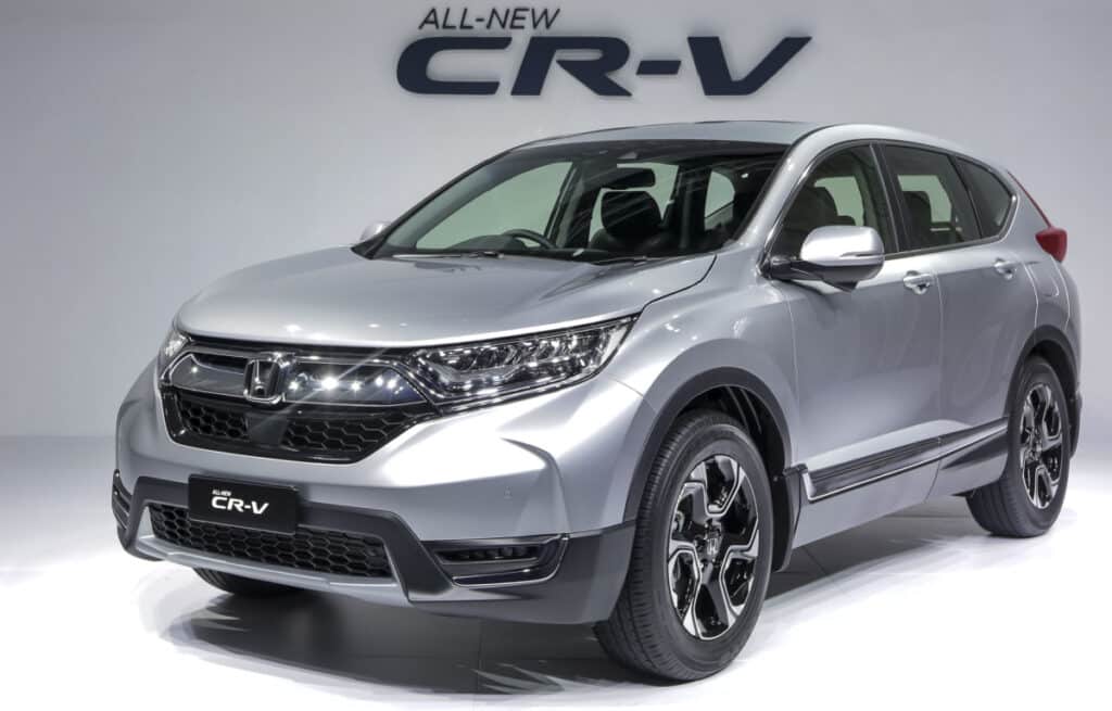 Brand new Honda CRV on showroom floor