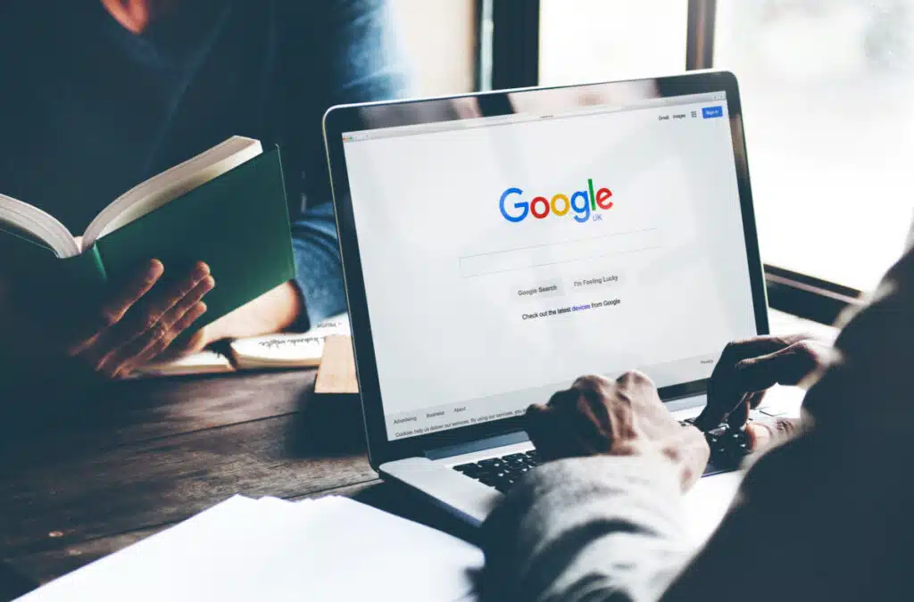 Person on a laptop opened to the Google homepage, representing the Google Incognito mode privacy class action