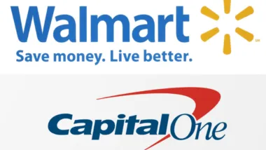 Walmart Logo above the Capital One Logo