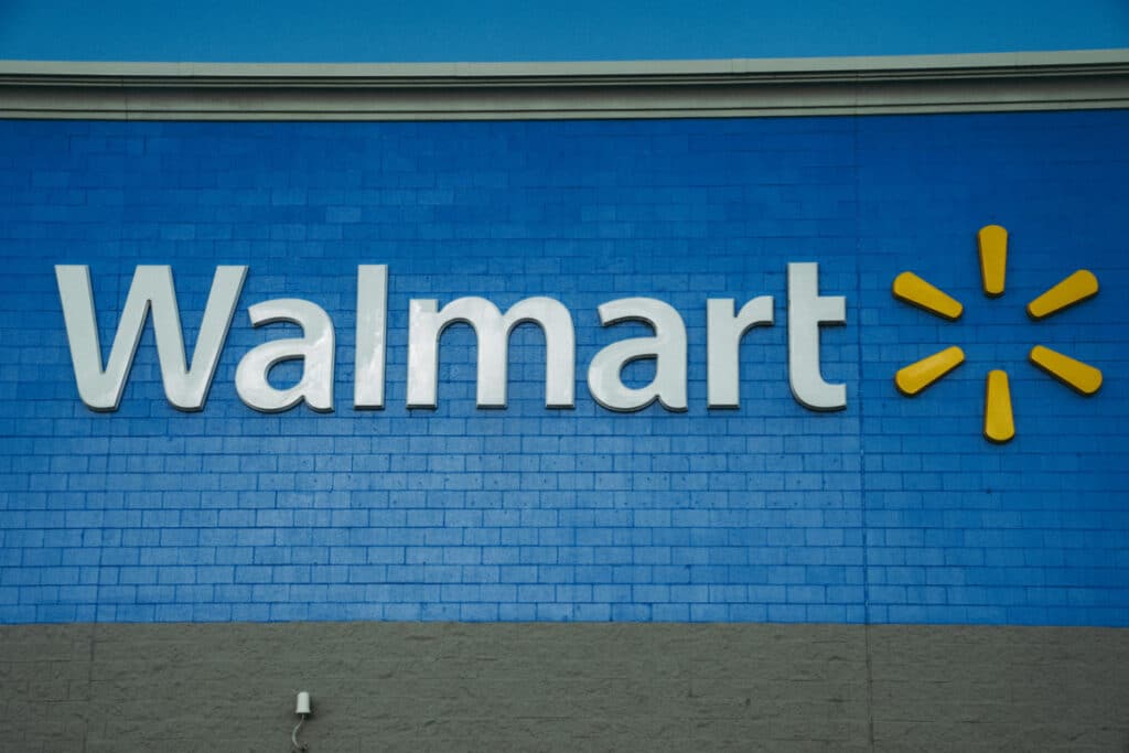 A Walmart storefront sign is seen, representing the bamboo class action