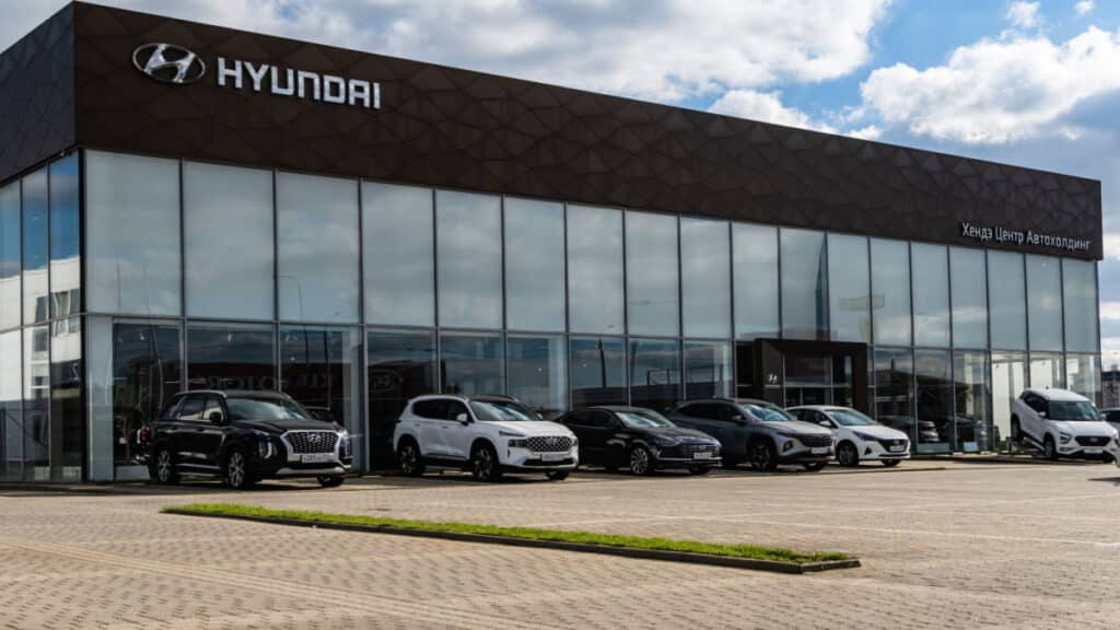 Outside of a Hyundai dealership