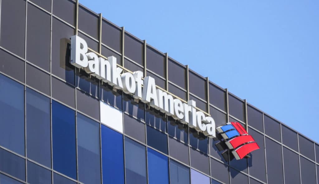 Bank of America sign on glass building