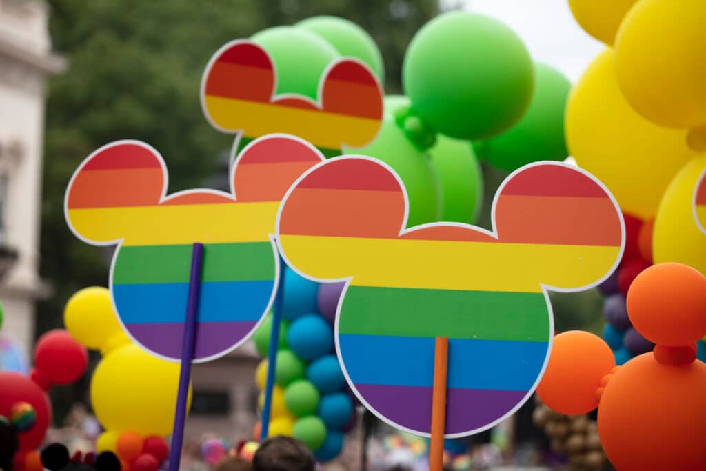 Disney Micky Mouse icon with gay rainbow flag design.