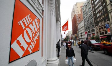 Close up of Home Depot signage in NYC, representing the New York City Home Depot vehicle booting settlement.