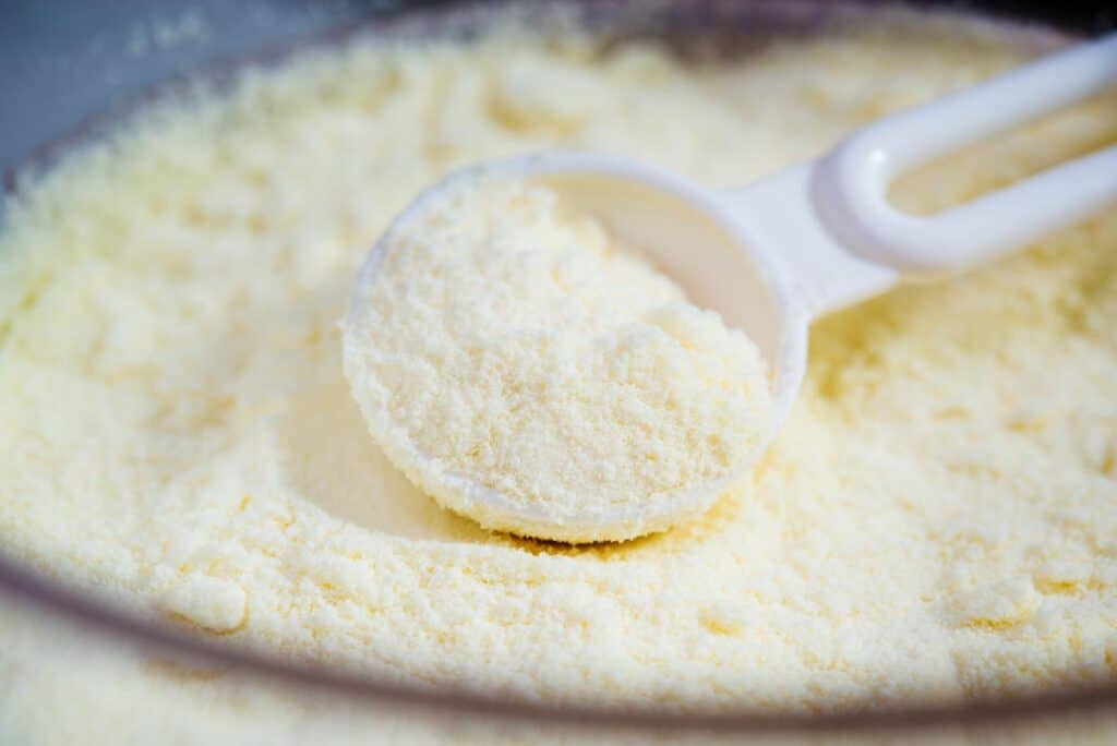 Close up of baby formula.