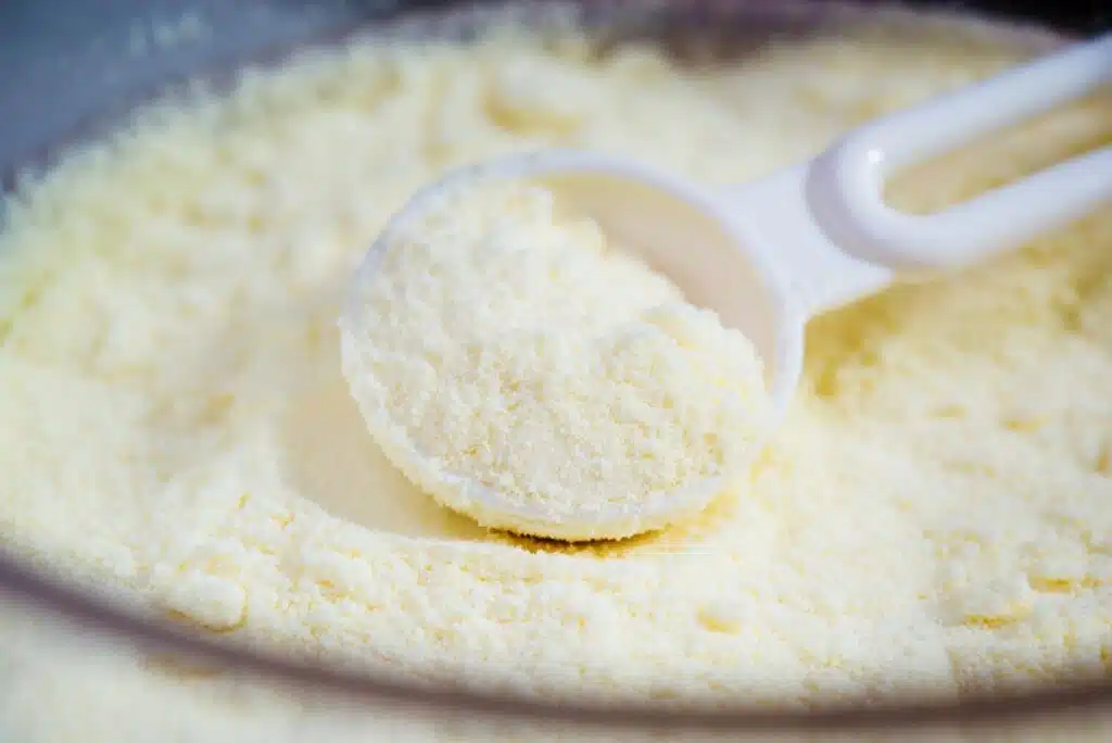 Close up of baby formula.