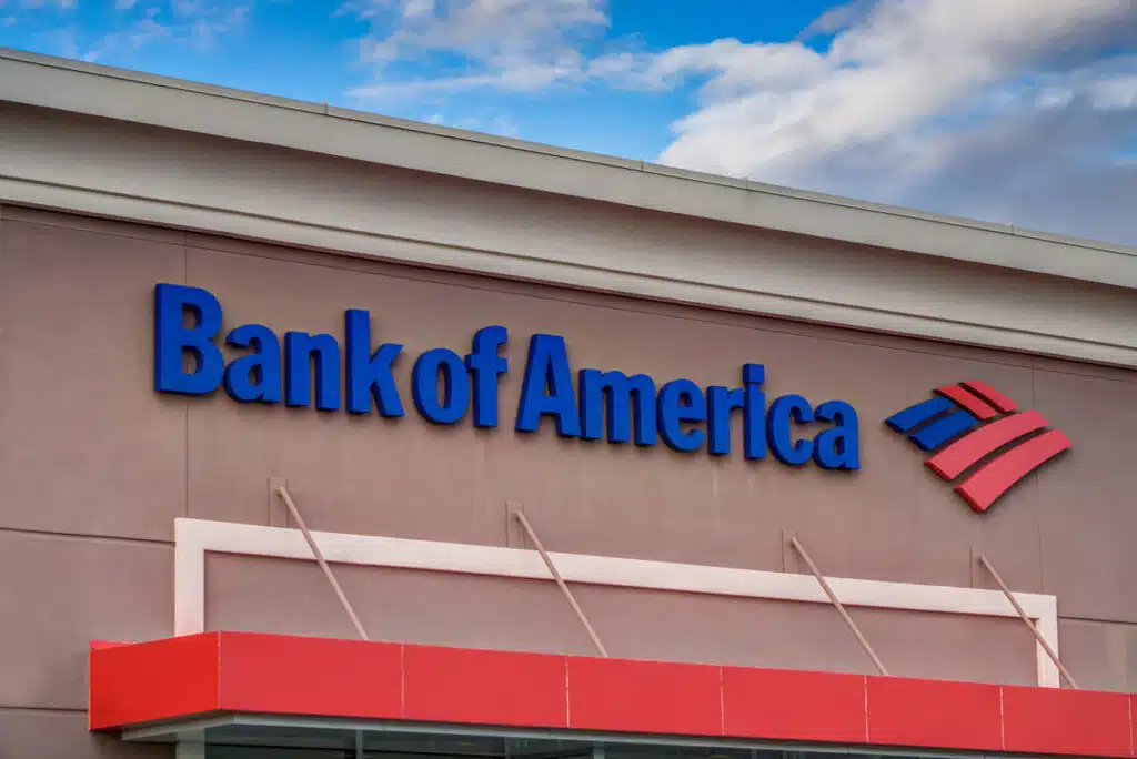 Close up of Bank of America signage, representing the Bank of America class action lawsuit settlement.