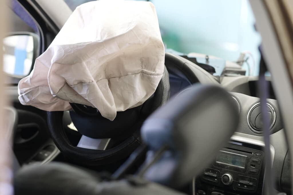 Close up of deployed air bags, representing the GM air bag recall