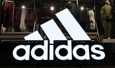 Close up of Adidas signage, representing the Adidas Missouri tax settlement.