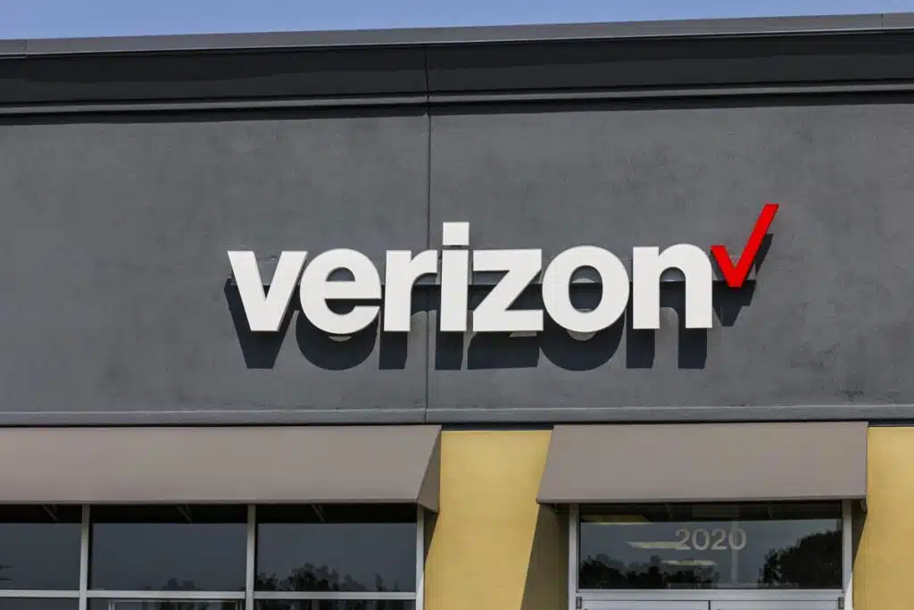 Close up of Verizon signage.