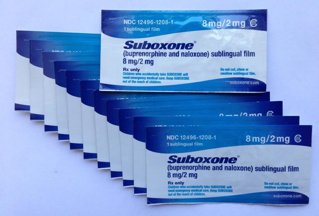 Close up of Suboxone packets, representing the Indivior/Suboxone settlement.