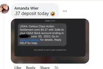 Celsius FB 2 6-5-23 class action settlement checks