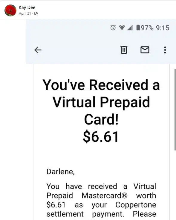 Coppertone Benzene FB 4-21-23 settlement checks