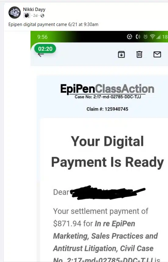 EpiPen FB 3 6-21-23 EpiPen settlement