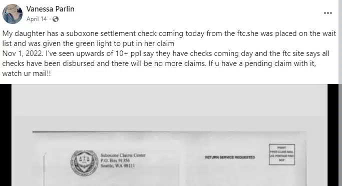 Suboxone FTC FB 6-6-23 settlement checks