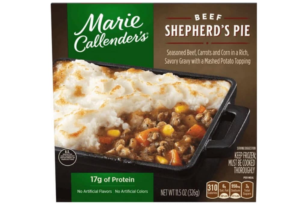 Product photo of recalled shepherd's pie by Marie Callender's, representing the shepherd's pie recall.