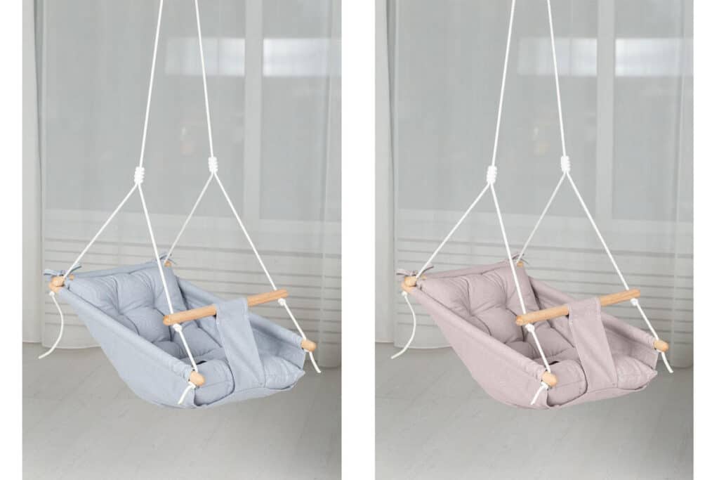 Product photo of recalled baby hammock swing by CaTeam, representing the CaTeam canvas baby hammock swings recall.