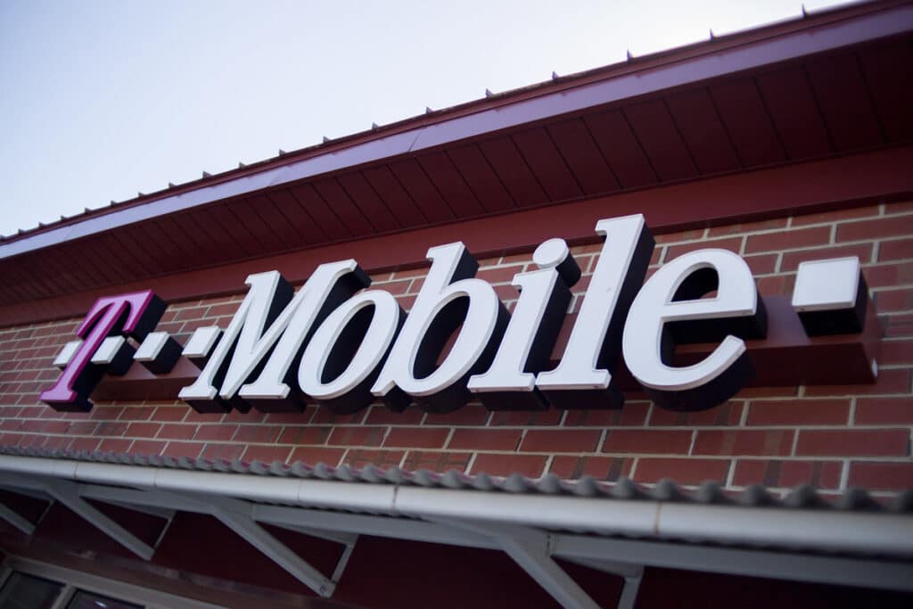 Close up of T-Mobile signage, representing the T-mobile data breach.