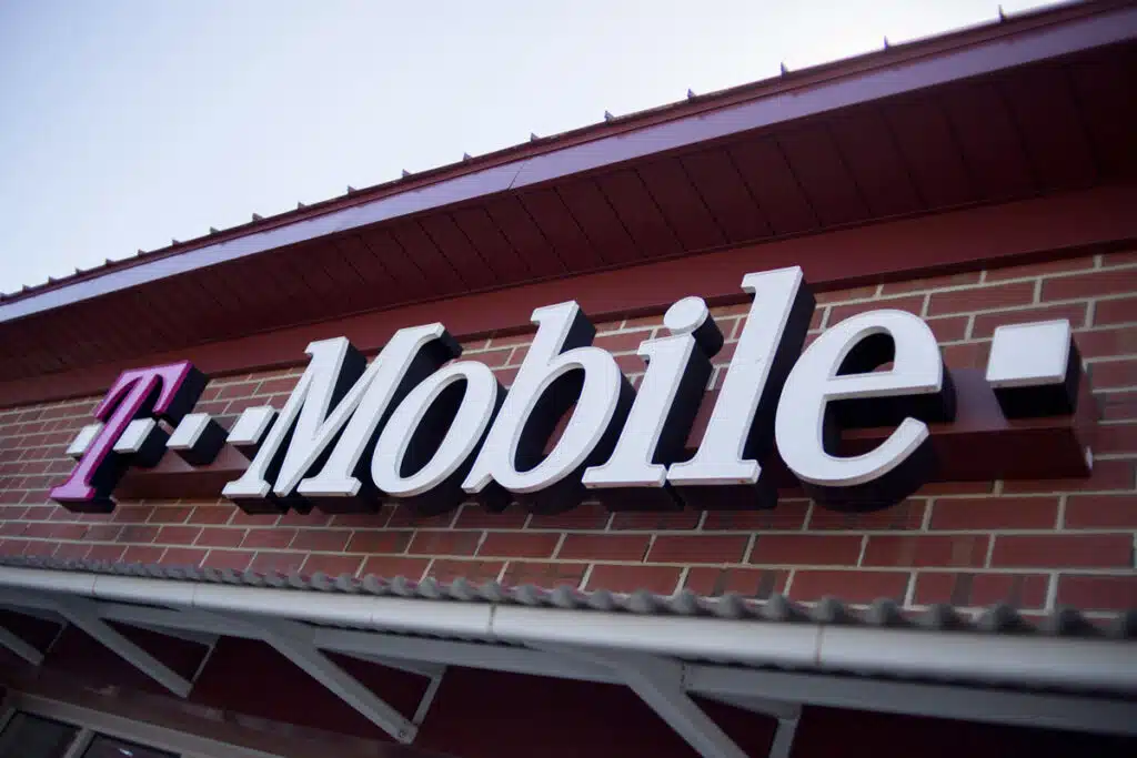 Close up of T-Mobile signage, representing the T-mobile data breach.