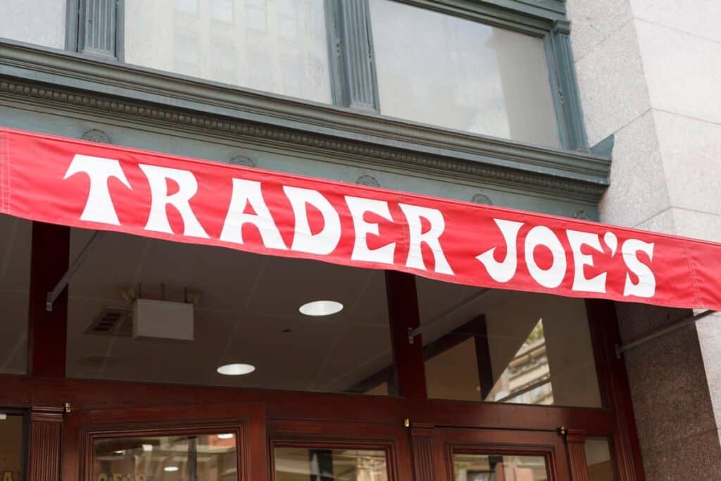 Close up of Trader Joe's signage, representing the Trader Joe's candle recall.