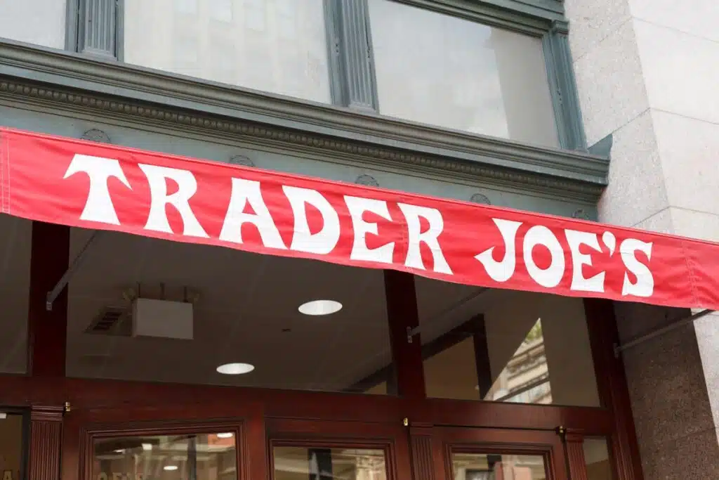 Close up of Trader Joe's signage, representing the Trader Joe's candle recall.