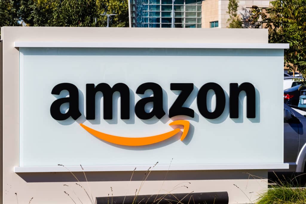 Close up of Amazon signage, representing the Amazon NiceDiscount lawsuit.