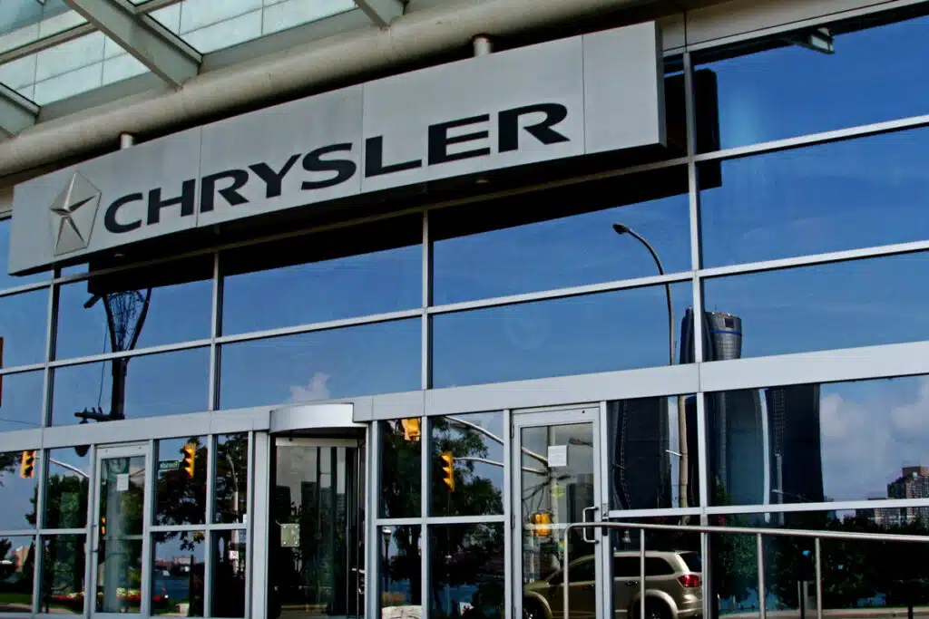 Chrysler signage on a building, representing the Chrysler Takata air bags defect MDL.