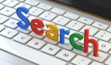 Keyboard with plastic letters spelling search, representing the Google referrer header settlement.