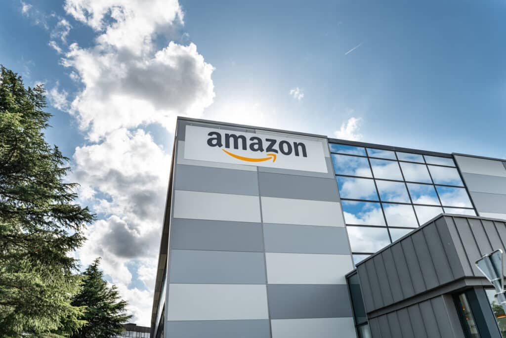 Exterior of an Amazon location, representing the Senate investigation into Amazon labor practices.