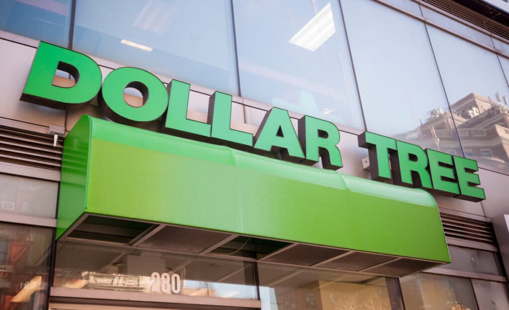 Close up of Dollar Tree signage, representing the Dollar Tree and Amazon glucosamine sulfate class action lawsuits.