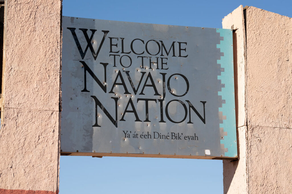 Navajo Nation signage, representing the Navajo water rights ruling.