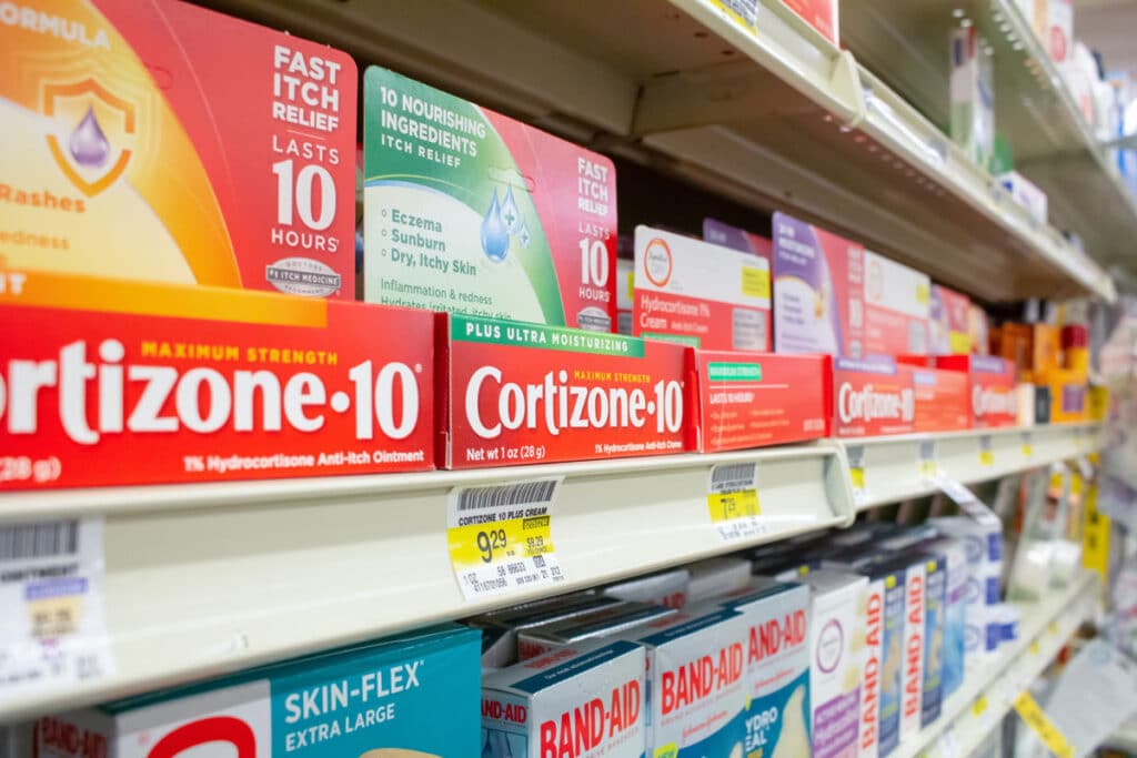 Cortizone-10 on a grocery store shelf.