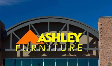 Close up of Ashley Furniture signage, representing the Ashley Furniture recall.