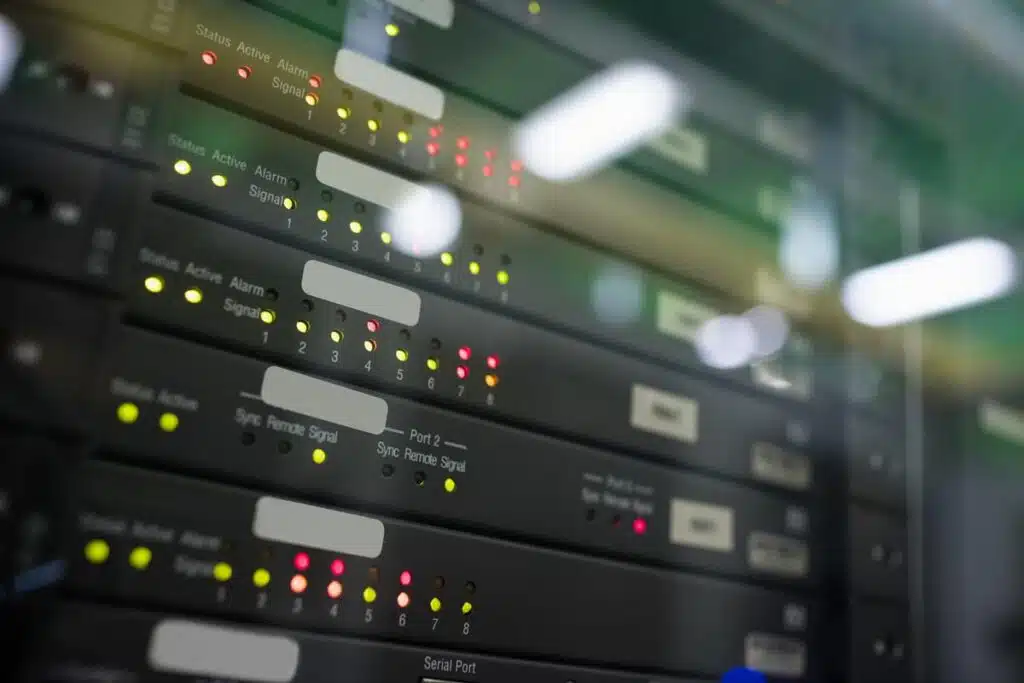 Close up of servers in a server room, representing recent data breaches.