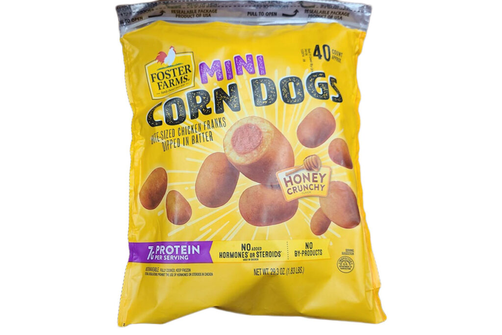 Product photo of recalled mini chicken corndogs, representing the Foster Farms recall.