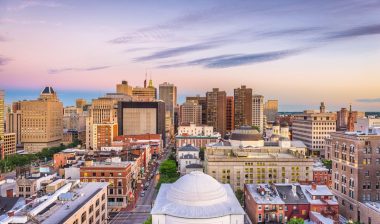 Baltimore, Maryland skyline with a beautiful sunset, representing the Baltimore Gas and Electric lawsuit.