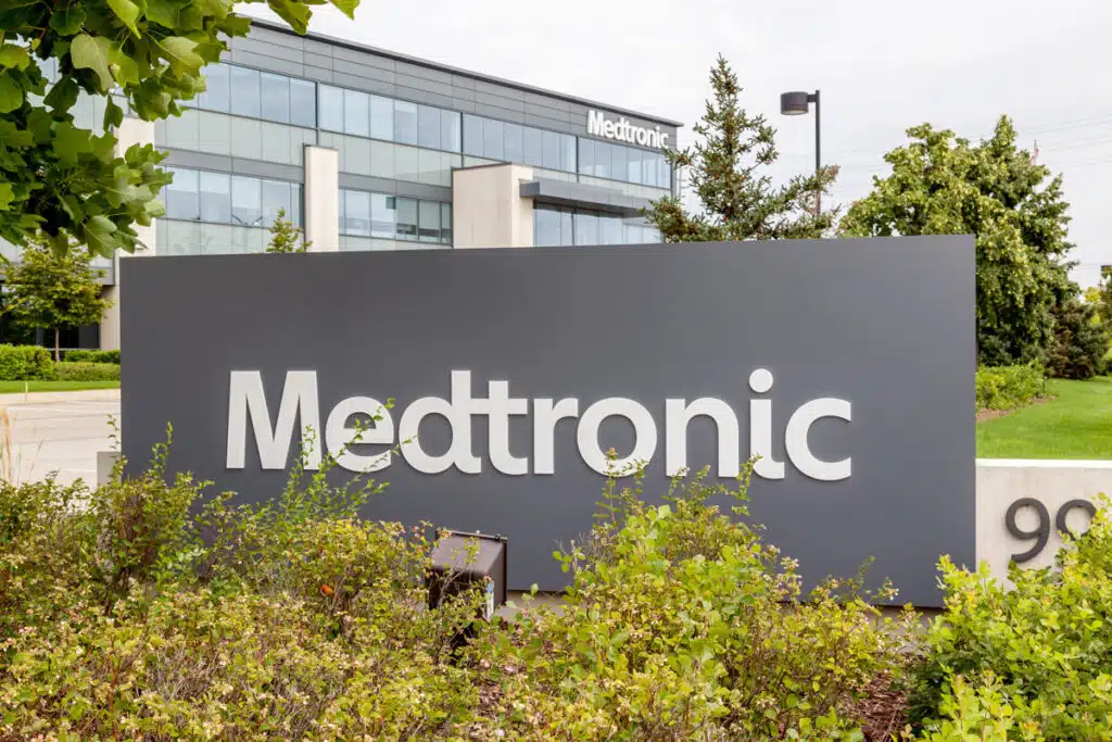 Close up of Medtronic signage, representing the Medtronic defibrillator recall.