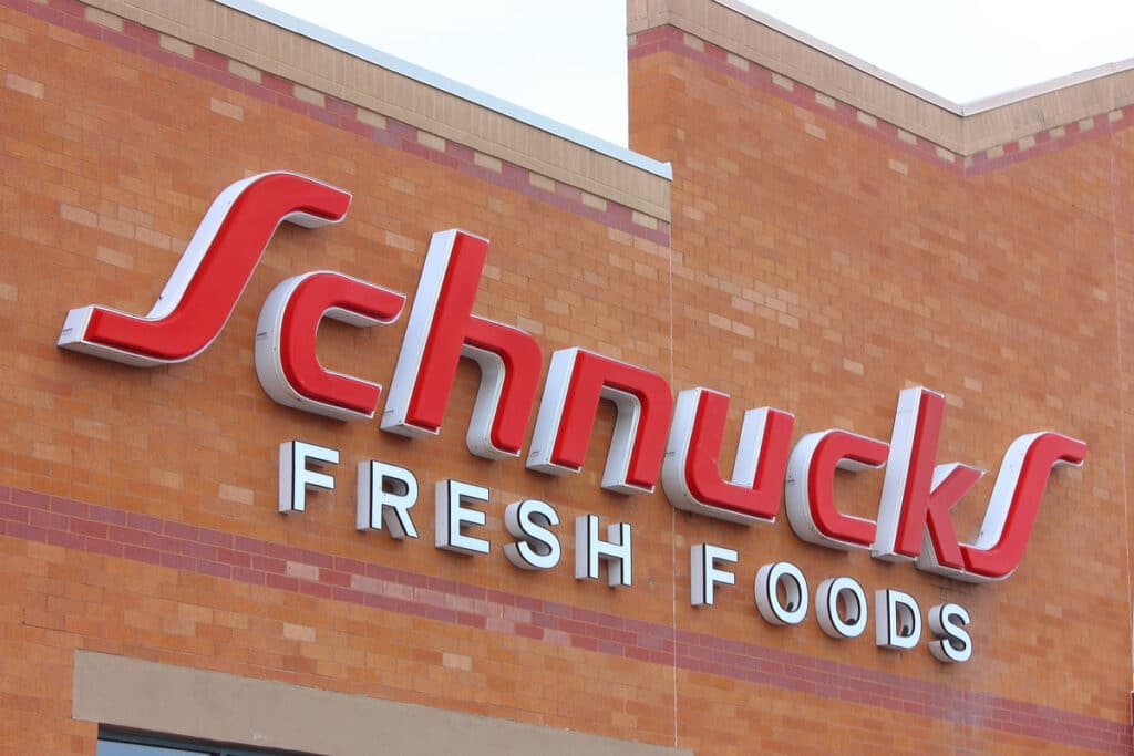 Close up of Schnucks signage, representing the Schnucks class action lawsuit settlement.